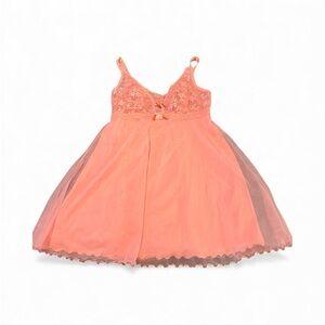 Shadowline Vtg Darling Powder Pink Babydoll Lingerie Nighty Shear Layer Lace M